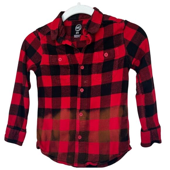 Stitch Rad Kids Plaid Flannel Button Down Shirt SMALL Lilo Disney Unique Red - Picture 4 of 5